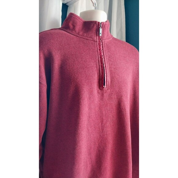 Orvis Men's Quarter Zip Pullover Sweater XL Burgundy 100% Cotton - Picture 2 of 4